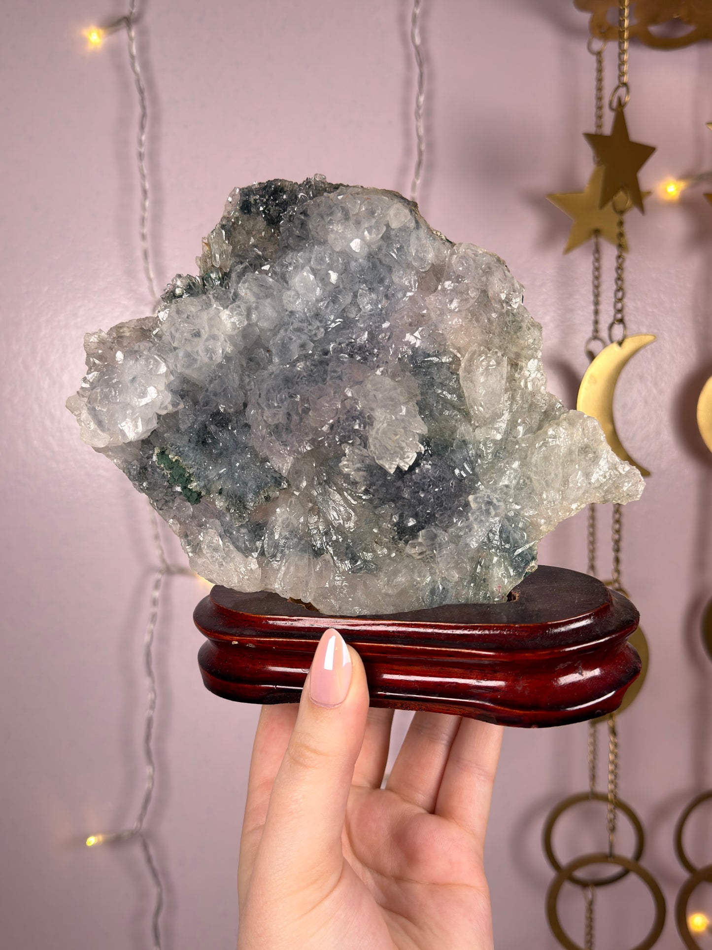 Blue/Purple/Green/White Amethyst Crust on Custom Base 120