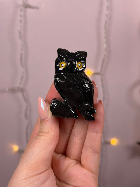 Black Onyx Owl Carving
