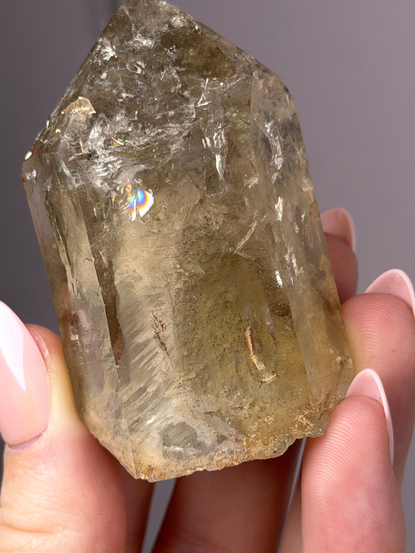 Standing Natural Smoky Quartz Point w/ Layered Garden Quartz