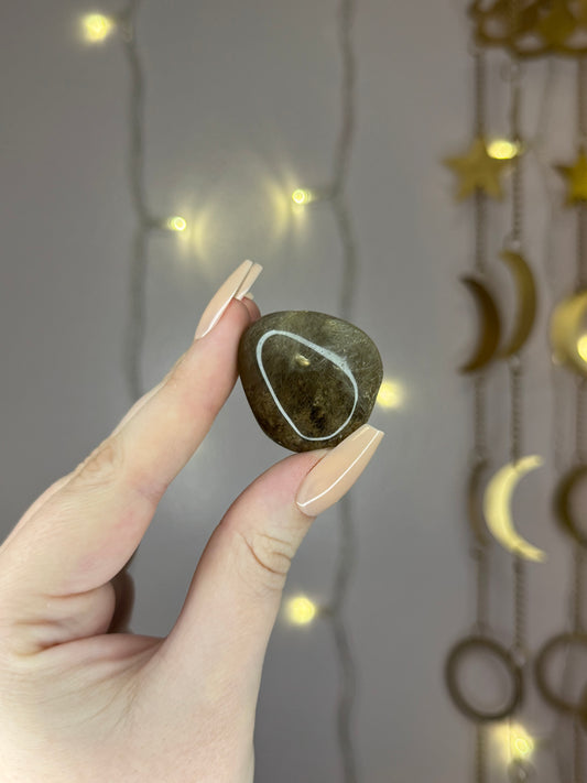 Smoky Brown Garden Quartz w/ Golden Rutile Lens 12