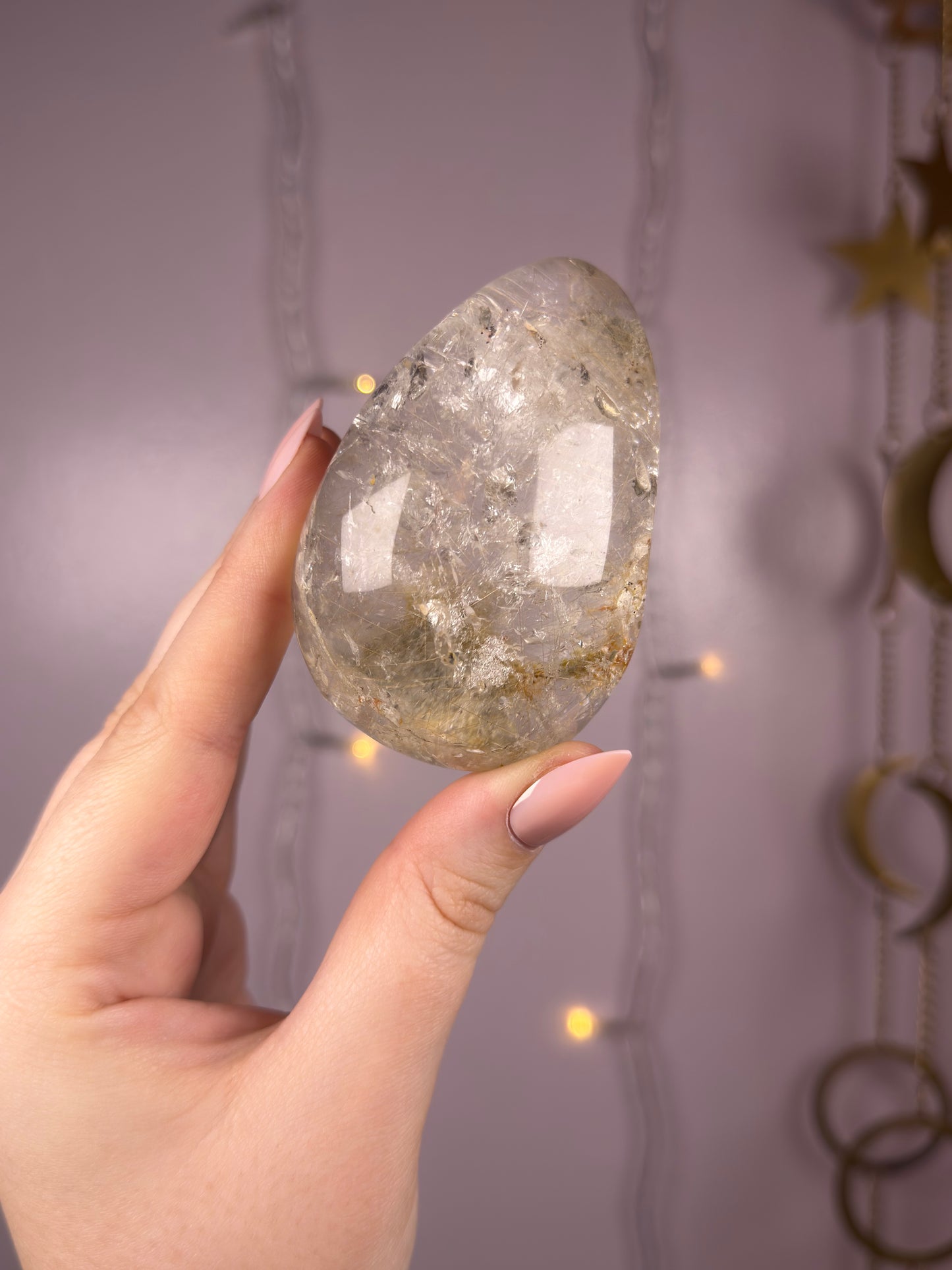 Golden Rutile x Garden Quartz Lens