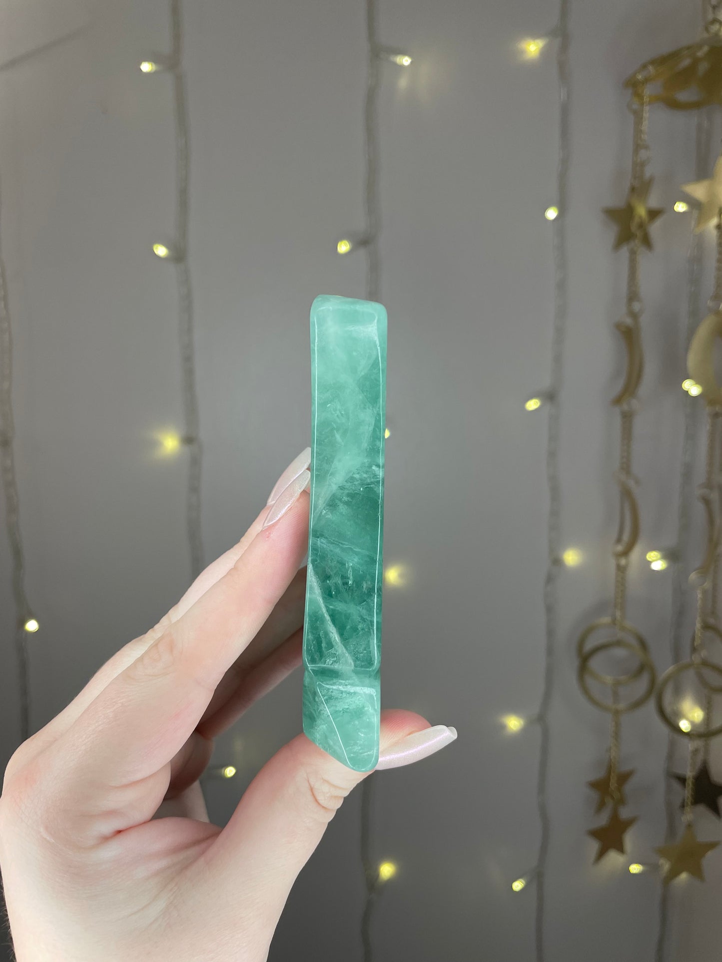 Green Fluorite Moon Carving