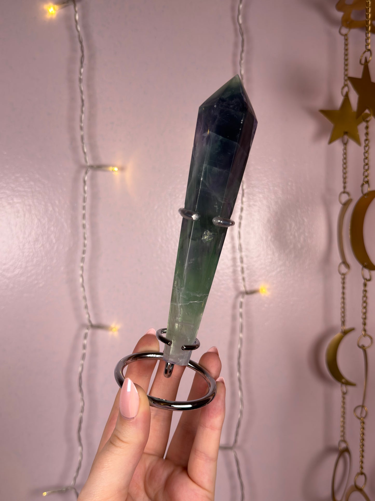 Fluorite Wand E (banded green/blue/purple)