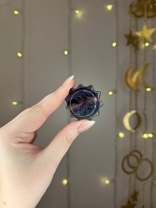 Banded Fluorite Sun Carving