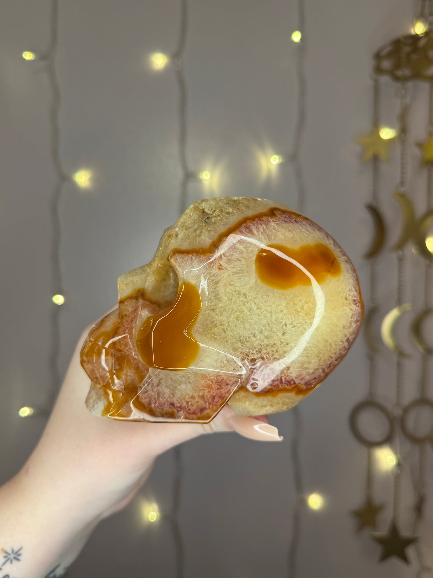 Insane Carnelian Druzy Skull Carving