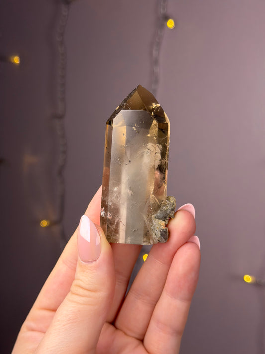 Smoky Grey Garden Quartz Tower w/ Intruding & Protruding Points