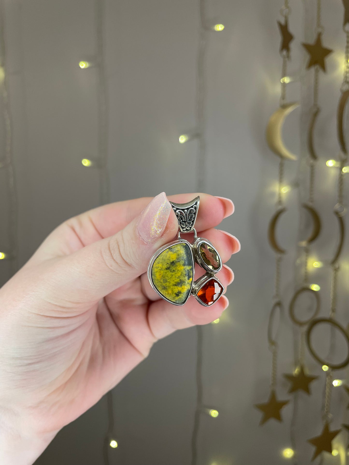 Bumblebee Jasper and Topaz Pendant