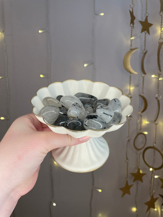 Black Tourmaline in Quartz Tumble