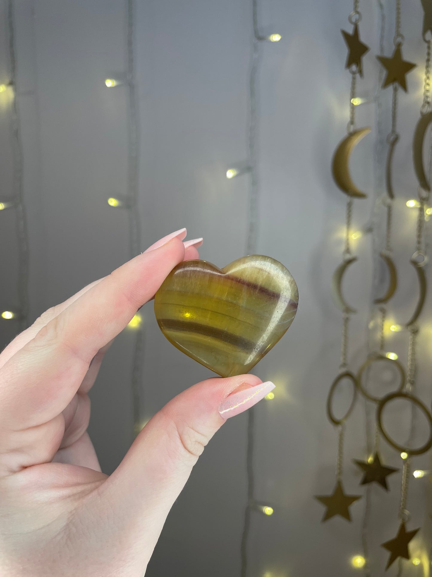 Yellow Fluorite Heart