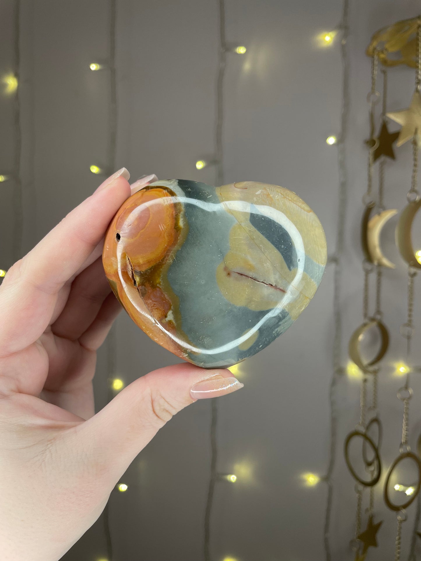 Polychrome Jasper Puffy Hearts- You Choose