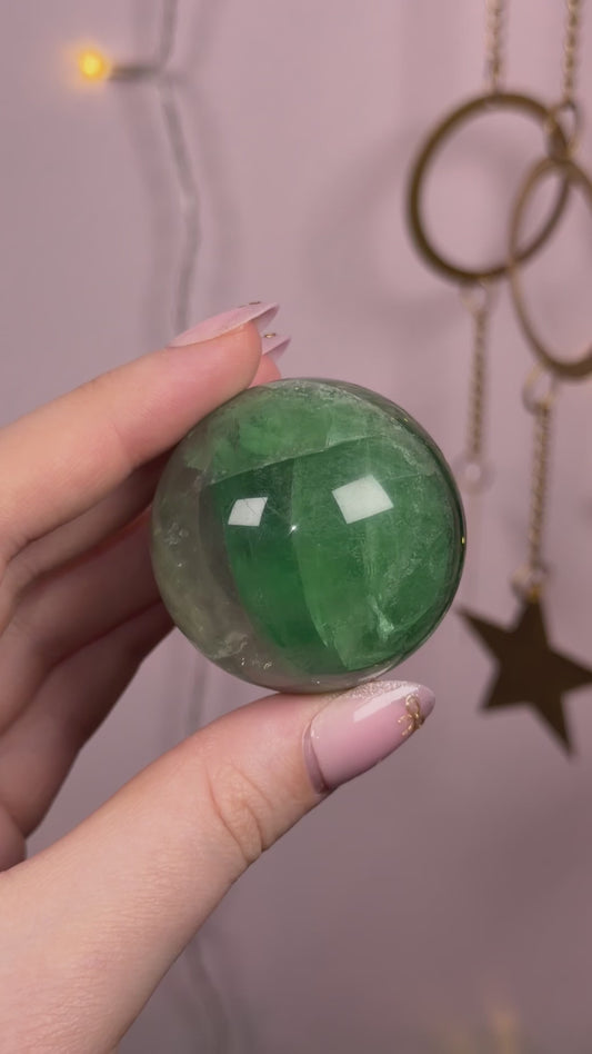 Juicy “Green Apple” Fluorite Sphere