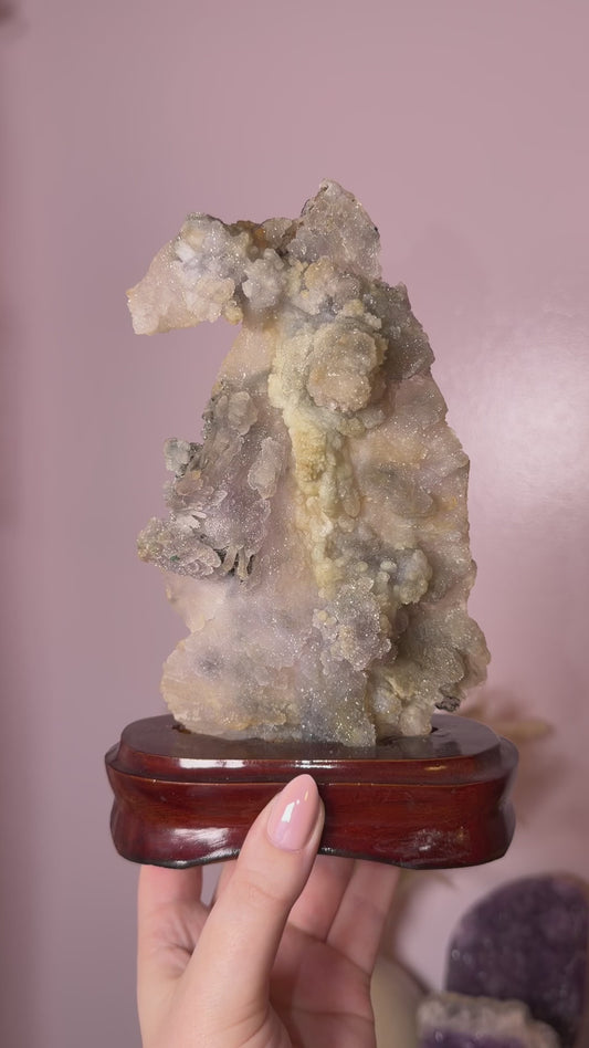 Sugary Purple/Yellow Amethyst Crust on Custom Base 95