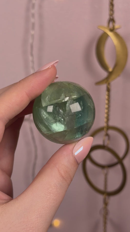 Minty Green Fluorite Sphere w/ Rainbows