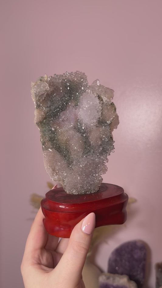 Purple/Pink/Green Amethyst Crust on Custom Base 80