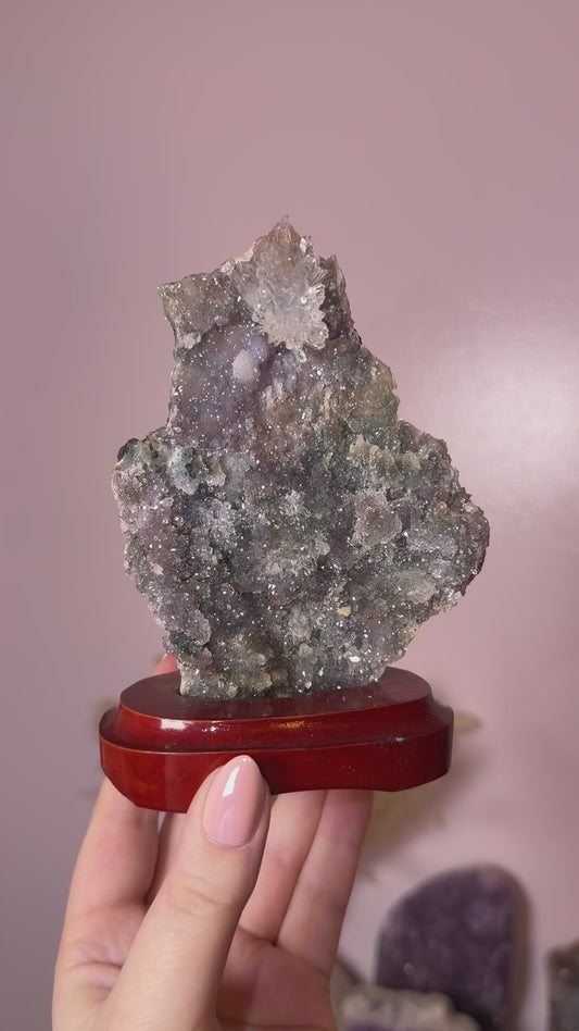 Green/Purple/Blue Amethyst Crust on Custom Base 40